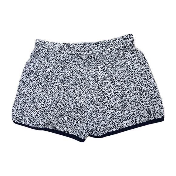 Michael Kors Womens Drawstring Shorts Navy Trim Leaf Print Summer Beach Comfy M - Picture 8 of 12